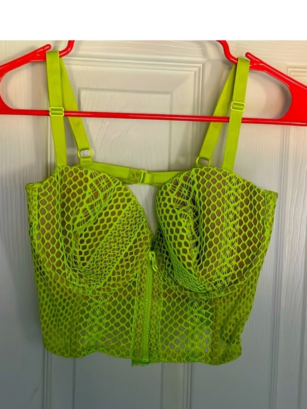 Victoria's Secret Neon Lime Fishnet Bustier Bra